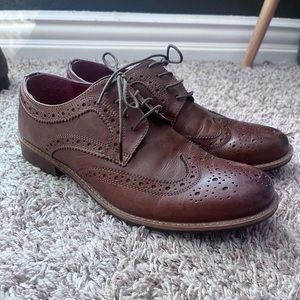 Silver Street London Brown Burgundy Leather Wingtips Sz 8